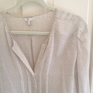 Joie silk blouse, sheer, taupe